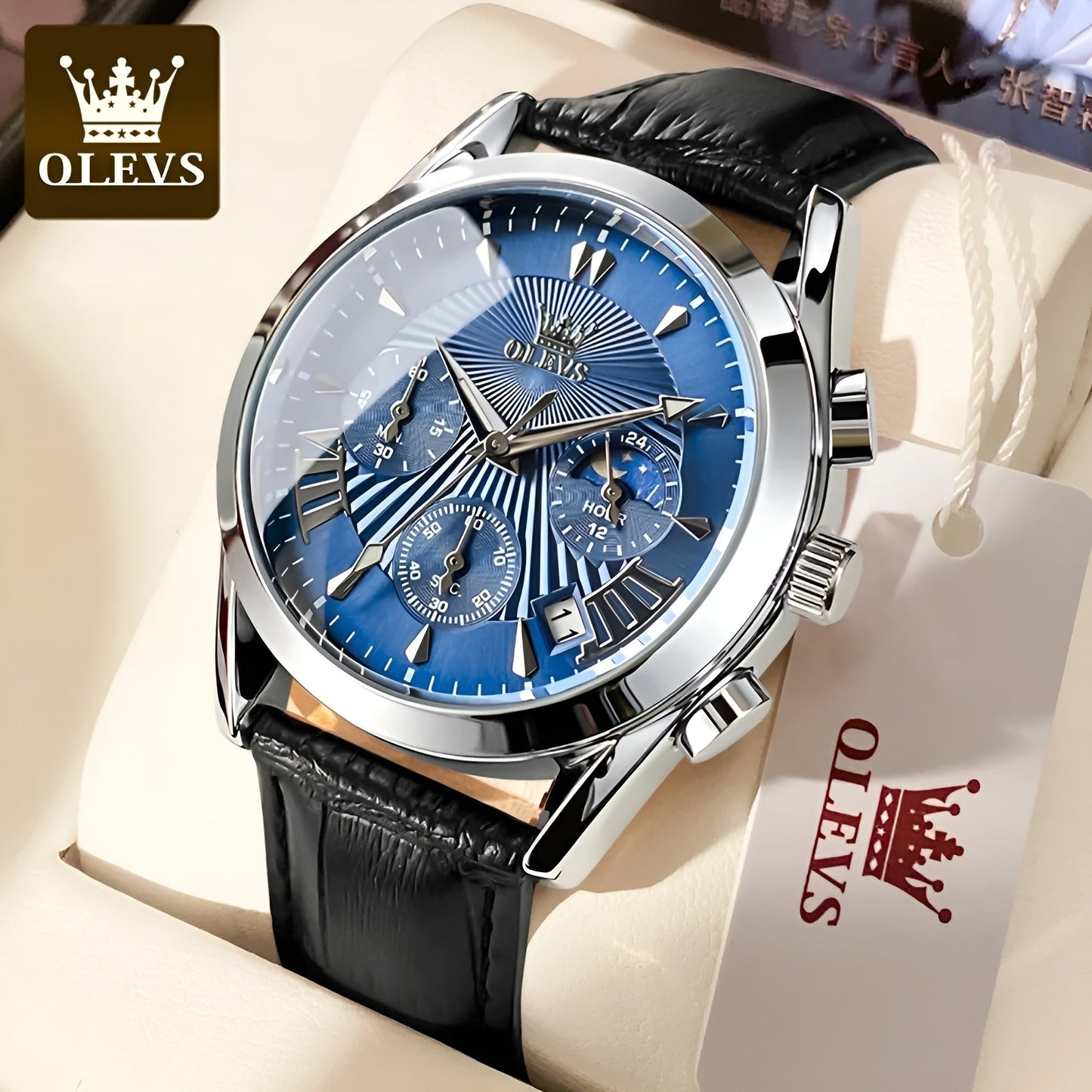 Orologio da Uomo OLEVS – Stile Classico, Quarzo, Cronografo Resistente
