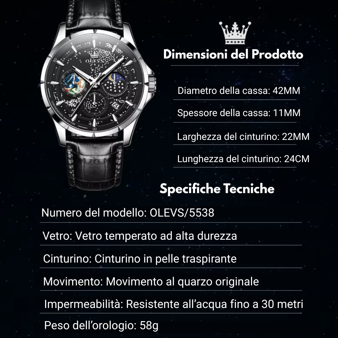 Orologio da Uomo OLEVS – Stile Classico, Quarzo, Cronografo Resistente